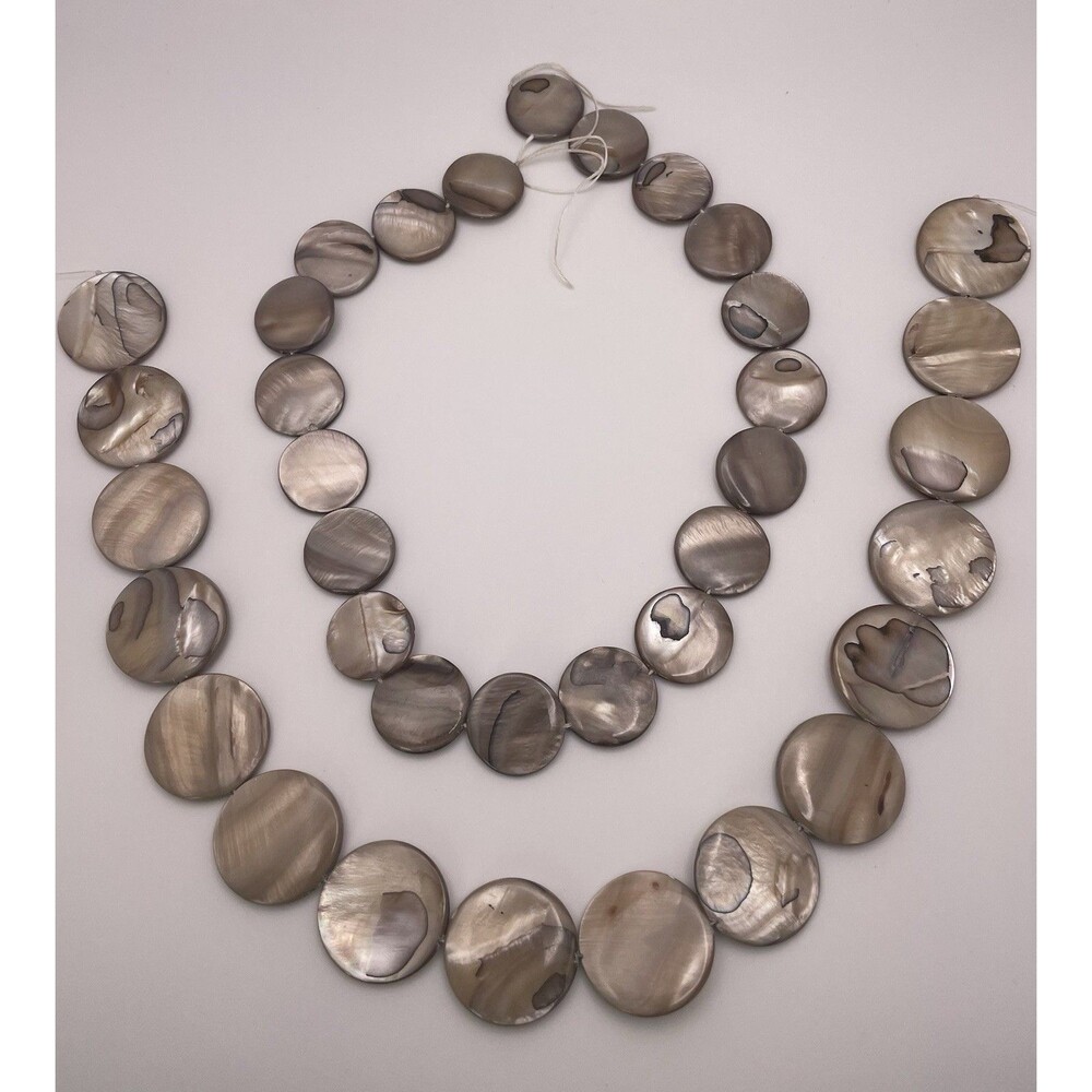 Smoky Taupe Mother Of Pearl Coin Flat Round Beads For Jewelry Craft Making